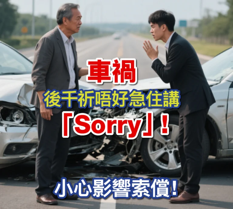 車禍後千祈唔好急住講「Sorry」！小心影響索償！
