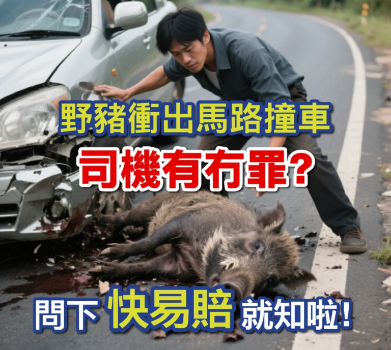 野豬衝出馬路撞車，司機有冇罪？ 問下「快易賠」就知啦！