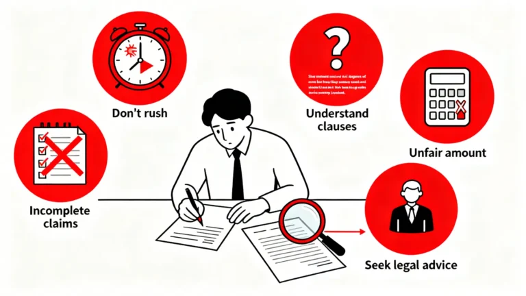 簽署和解協議書前需要注意的五個警示標誌，提醒讀者避免常見陷阱。